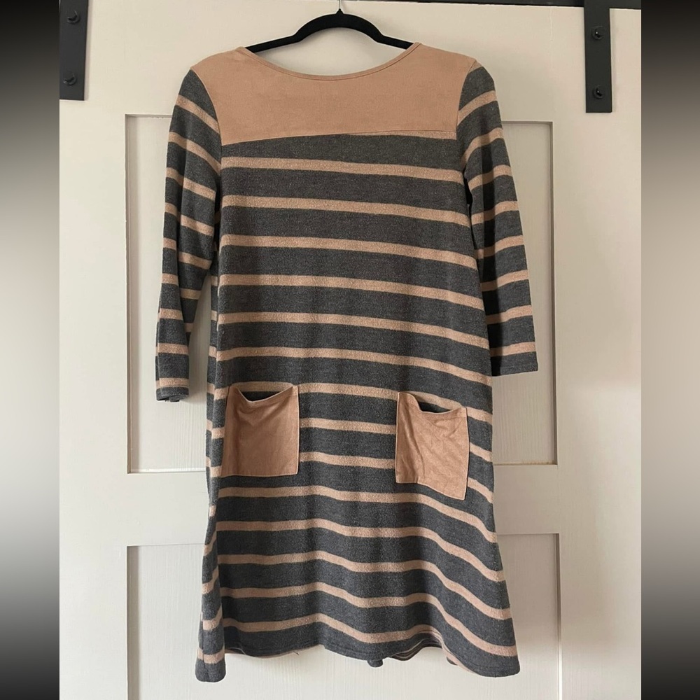 Shift dress tan/dark grey